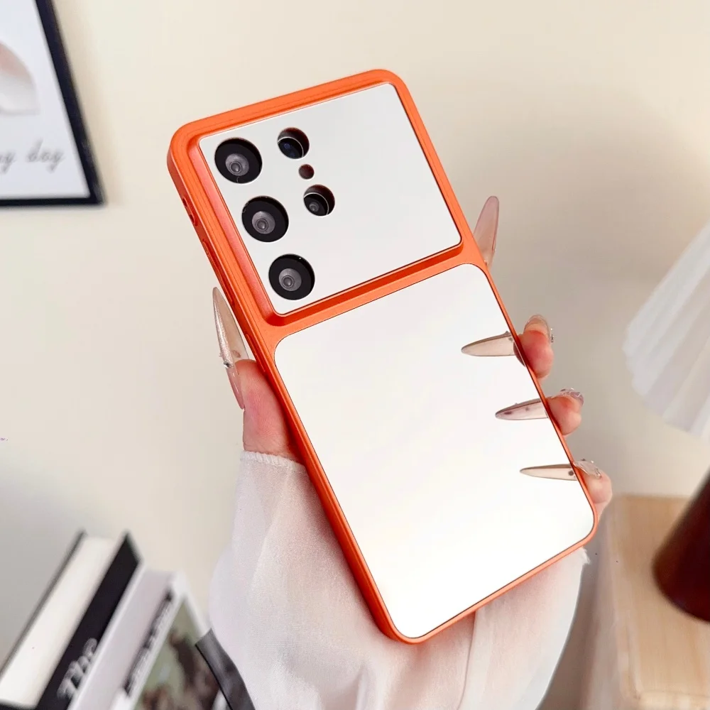 NEU für Magsafe Magnetische Einfarbige Handyhülle mit Spiegeloberfläche für Samsung Galaxy S26 Ultra S24 S25 Ultra Plus Rückseite Image