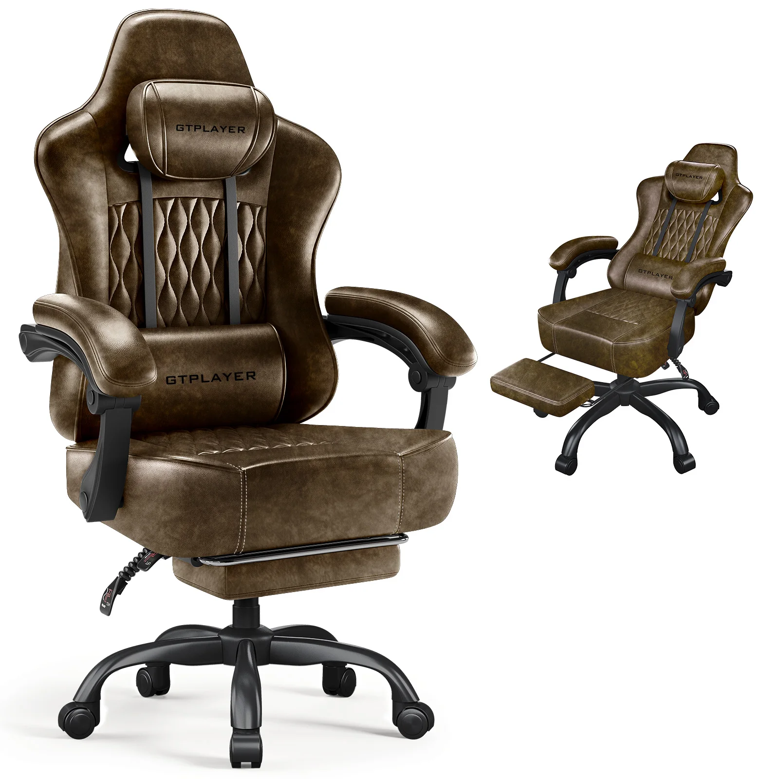 GTPLAYER GamingStuhl, Bürostuhl, Ergonomischer Pc Stuhl, Höhenverstellbarer Drehstuhl, Extradicker Sitzfläche, Kunstleder