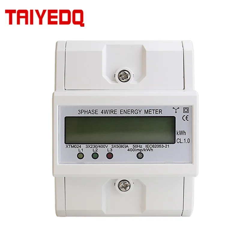 Hause Verwendet Din Schiene 3 Phase 4 Draht Elektronische Watt Power Verbrauch 380V AC KWH meter 3*5 80A Smart meter Image