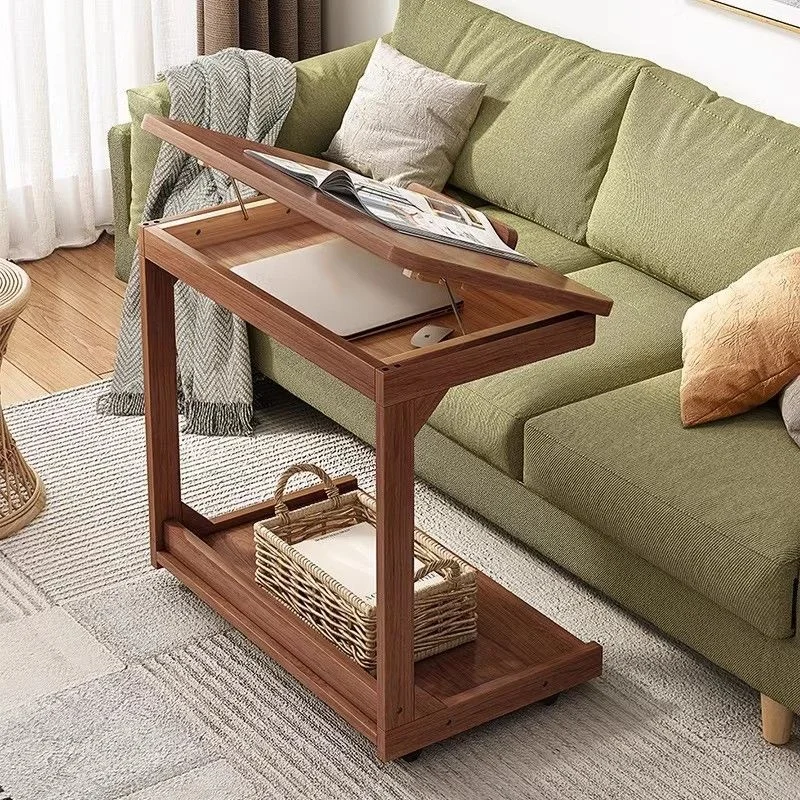 Mehrzweck-Beistelltisch in C-Form aus massivem Holz, Sofa, Nachttisch, Laptop-Schreibtisch für Wohnzimmer, Schlafzimmer, Arbeitszimmer, Schreiben, Bücherregal, Organizer