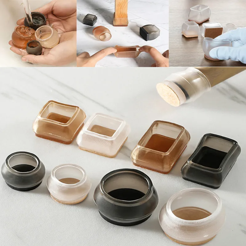 4 stücke Silikon Stuhl Beine Nicht-Slip Pads Möbel Sofa Füße Anti-lärm Socke Abdeckung Holz Boden Von Kratzer protektoren Matte Neue Image