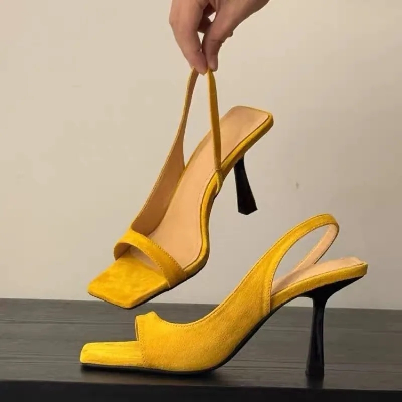 Hochwertige Damen-Sandalen mit Absatz, Elegante Luxus-Schuhe, Modische Pantoletten, Neue Quadratische Spitze, Sexy Pumps für Abendgarderobe und Partys