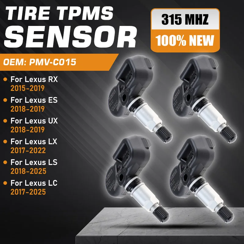 1/4PCS Sensore di pressione dei pneumatici per auto per Lexus RX 2015-2019 Lexus ES Lexus UX 2018-2019 Lexus LX 2017-2022 Lexus LS LC 2018-2025 TPMS