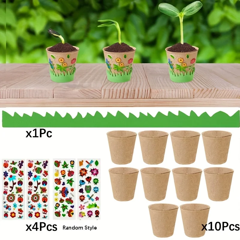 1 Set DIY Pflanzbecher aus Zellstoff, Biologisch Abbaubare Umweltfreundliche Anzuchttöpfe für Gemüse & Sukkulenten, Öko-Pflanzwerkzeuge Image