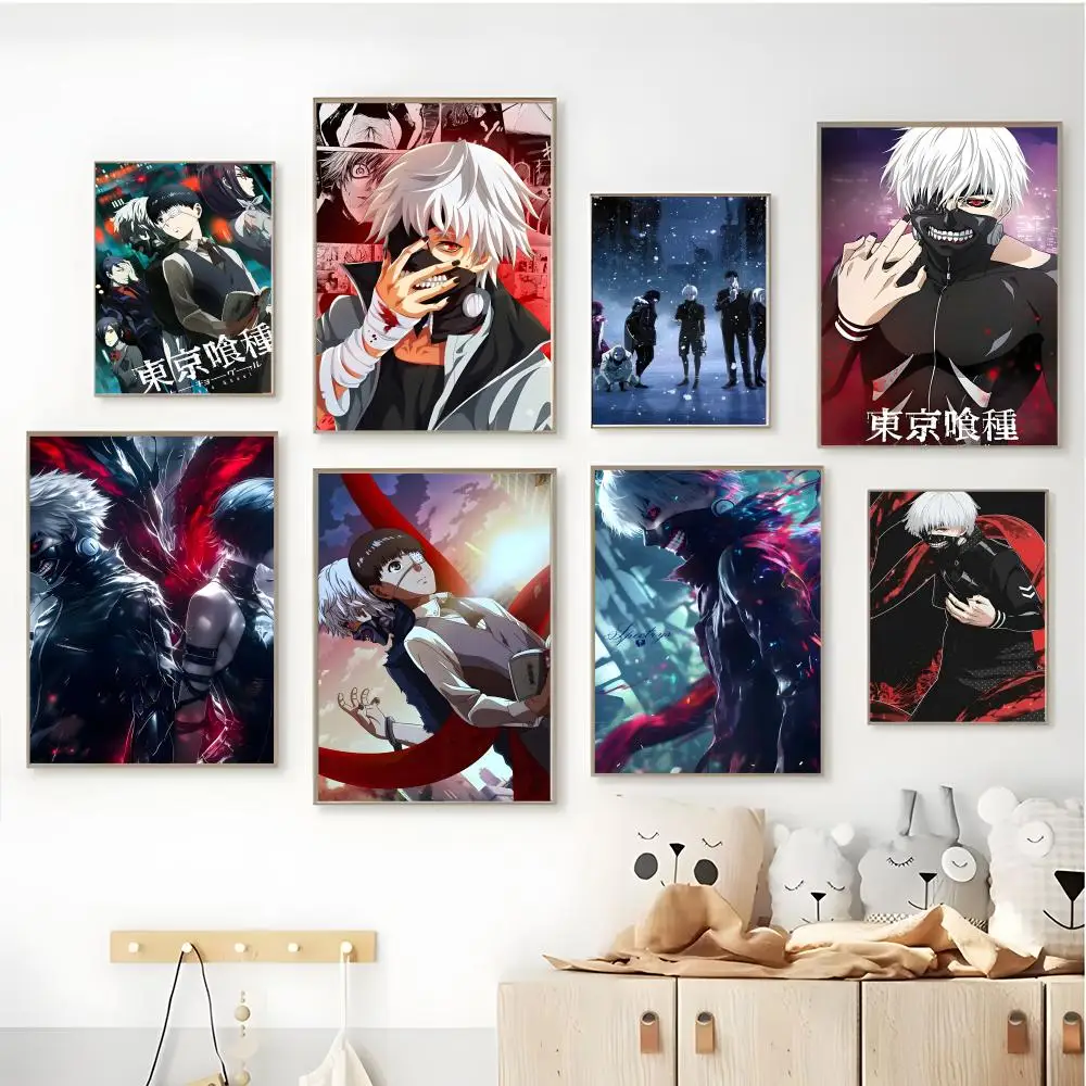 1 Stück Anime Tokyo Ghoul Poster HD-Kunstposter, selbstklebend, wasserfest, für Zuhause, Wohnzimmer, Bar, ästhetische Dekoration Image