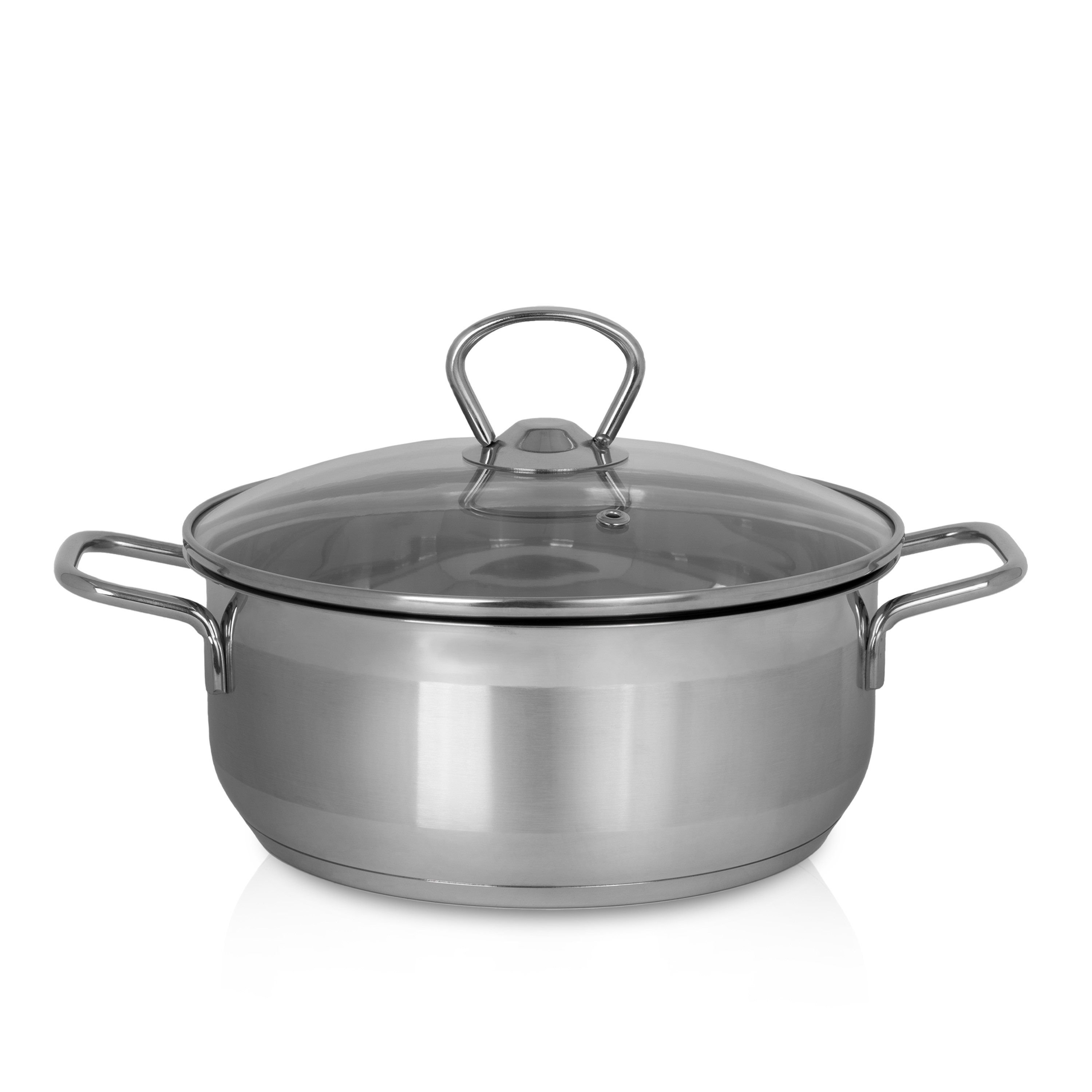 Bratentopf KRÜGER "Edelstahl-Topf Manhattan", silberfarben, H:9cm L:29cm Ø:20cm, Töpfe, Bratentopf, für Induktions-Kochfelder geeignet Image