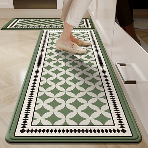 Küchenmatte, saugfähig, rutschfest, ölbeständig, Kieselgur-Teppich, schmutzabweisend, leicht zu reinigen, strapazierfähige Fußmatte für Bad und Haushalt Image