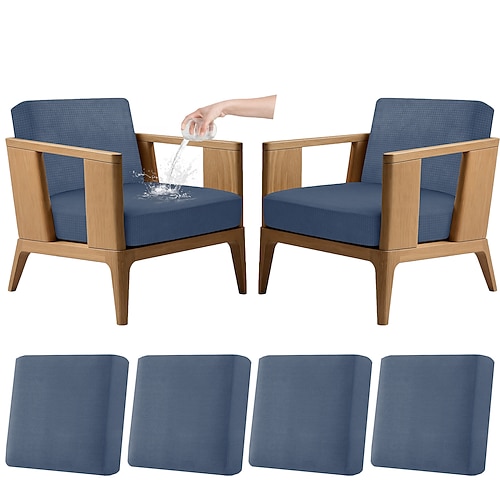 4er-Set dehnbare Kissenbezüge für Terrassenmöbel, 100 % wasserdichte Ersatzbezüge für Gartenmöbel (Couch Sofa), waschbar und wiederverwendbar