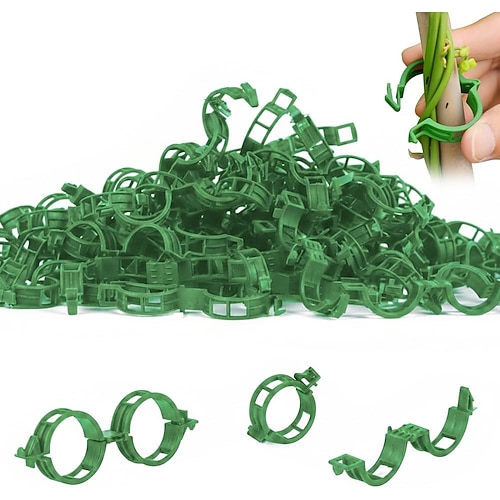 100 Pflanzenstützclips, Kunststoffclips zur Befestigung von Pflanzen, Pflanzenbefestigungsclips für Tomatenranken, wiederverwendbare Gartenclips für Kletterpflanzen, Weinreben, Gemüsestängel Image