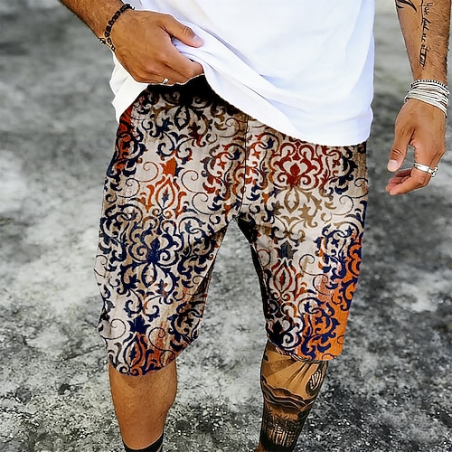 Herren Paisley-Muster Blumendruck Ethnisch Badehosen Badeanzüge Badeshorts Boardshorts Mittlere Taille Retro Vintage Outdoor Urlaub Alltagskleidung Seitentaschen Netzfutter Elastischer Kordelzug in Image