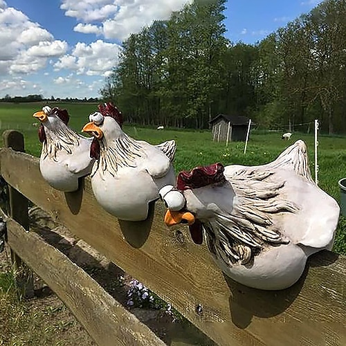 1 Stück ländliche Hühnerdekoration, Dekoration, Ornament, Design, Zaun, Hof, kreatives Ornament, Garten, Märchenleben, großäugiges Huhn