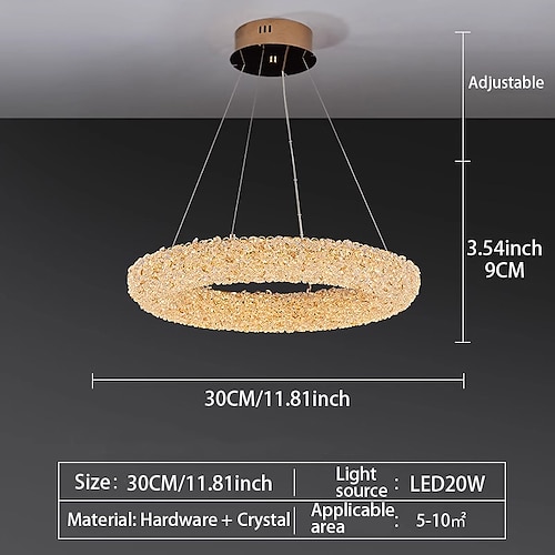 Moderner, luxuriöser Kronleuchter aus Edelstahl mit Kristall-LED-Beleuchtung im Kreisdesign für das Wohnzimmer Image