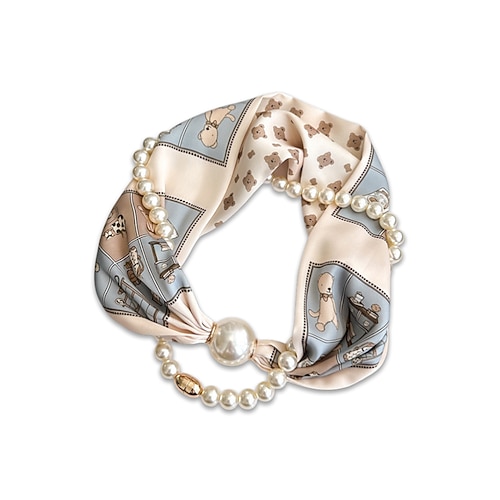 Magnetische Schal-Halskette aus Polyester und Kunstperlen für Damen, modisches, mehrfarbiges Design, geeignet für Alltag, Reisen und Urlaub Image