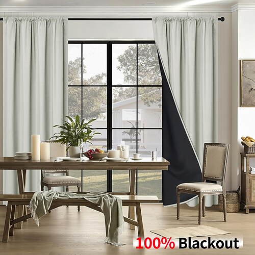 Verdunkelungsvorhänge mit Stangendurchzug, aus Polyester, mit vollständiger Abdeckung, Sonnenschutz für Wohnzimmer, Schlafzimmer und Wohnaccessoires Image