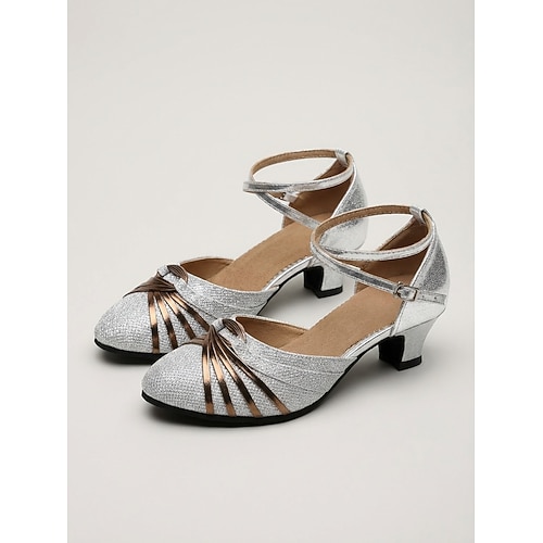 Damen-Vintage-Kleid aus den 1920er Jahren, rot Goldene Glitzerpumps – elegante Gatsby-Style-Pumps mit T-Riemen und Blockabsatz für Flapper-Partys und Retro-Tanzveranstaltungen Abschlussball der Image