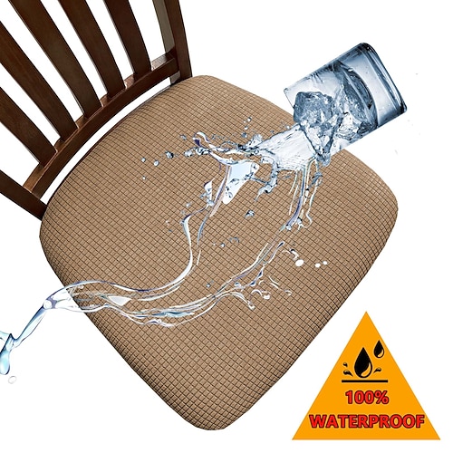 Wasserdichte Stretch-Sofa- und Stuhlkissenbezüge, Jacquard-Maisfleece, elastische Bänder, rutschfeste Sitzbezüge, 2er-, 4er- oder 6er-Pack Image