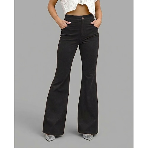 Damen Fackel Urlaub Mode Streetwear Volle Länge Hohe Taille Bequem Weich Mikroelastisch Urlaub Formell Straße Blau Armee-Grün Wein Schwarz Herbst Normale Passform Image