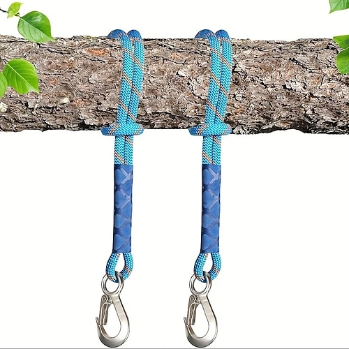2 Stück robuste Edelstahl-Hakenringe zum Aufhängen von Hängemattenseilen, Camping-Hängemattenseilen, Yoga-Gurten für Outdoor-Schaukeln, strapazierfähigem Nylonmaterial, geeignet für Hängematten, Image