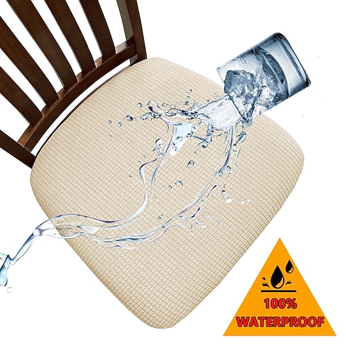 Wasserdichte Stretch-Sofa- und Stuhlkissenbezüge, Jacquard-Maisfleece, elastische Bänder, rutschfeste Sitzbezüge, 2er-, 4er- oder 6er-Pack Image
