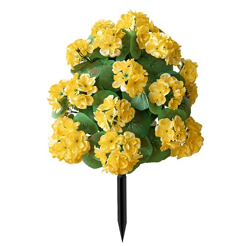 20 Zoll lange künstliche Blumenstecker für den Außenbereich, Geranien, mehrfarbige Gartenstecker für den Garten Rasen, farbechtes, strapazierfähiges Plastik, Dekoration für jede Jahreszeit Image