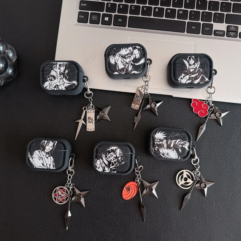 Custodia per auricolari Naruto Sasuke Logo Minato per Apple AirPods 1 2 3 Pro 4 Pro2 2nd Pro3 con ciondolo Itachi