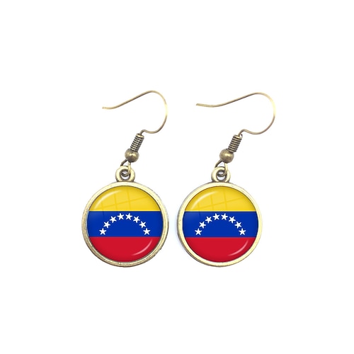 Ohrhänger mit Nationalflaggenmotiven aus einer Legierung für Damen, Schmuck für Fans verschiedener Länder, ideal für Fußballspiele, Fußballunterstützung, Stadionanfeuerung, Freizeitkleidung und Alltagskleidung Image
