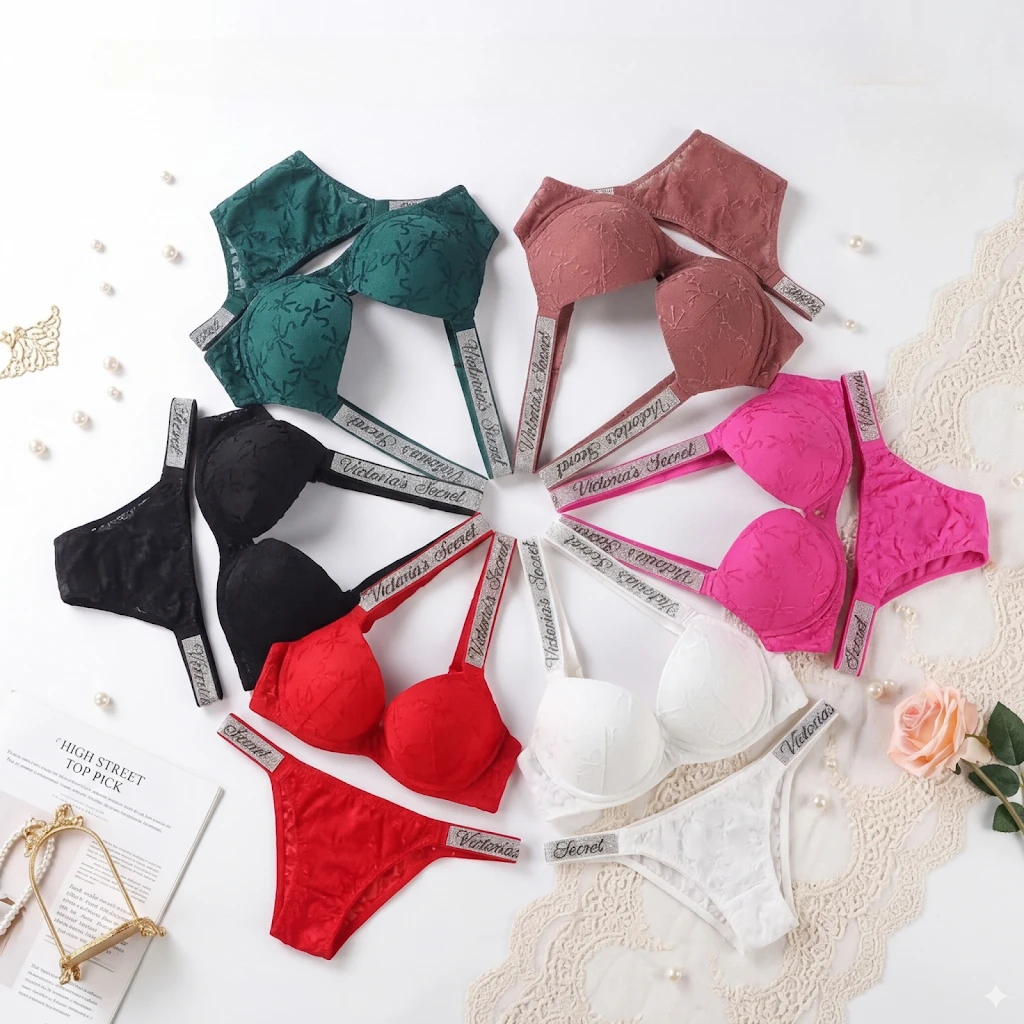 Set di Lingerie da Donna in Pizzo, Reggiseno Push-Up Senza Cuciture, Comodo e Traspirante, Nuovo Set Intimo per Casa, Set Reggiseno e Mutandine
