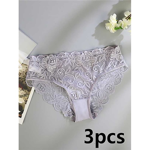 Damen Slips Spitze Elastischer BundNightwearBaumwolle Nylon Einfarbig Mode Niedlich Blau Schwarz Weiß Rosa Rote Frühling Sommer Herbst Winter Winter Image