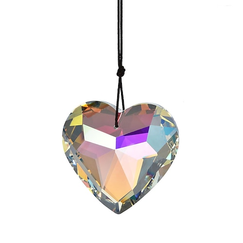 45 mm großer 3D-Herz-Sonnenfänger-Prismen-Anhänger aus Kristall für Bastelarbeiten, geeignet für Zuhause, Büro, Garten, Regenbogen-Fensterdekoration Image