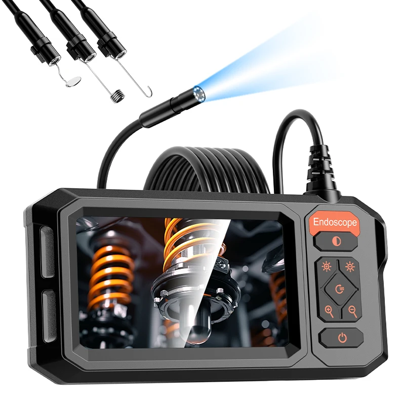 Endoscopio Industriale con Schermo IPS da 4.3'', Sonda da 8MM, 8 LED, Boroscopio per Ispezione Auto, Cavo da 1M-30M, Telecamera Impermeabile per Idraulica, 2600mAh