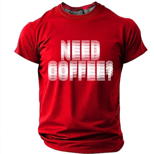 Männer brauchen Kaffee? Lustiges T-Shirt mit verschwommenem Schwindeleffekt, Grafikprint, Bewegungsunschärfe, Textprint, lässiges Kurzarm-Shirt, Büro-Humor, Designer-Kleidung, Größen S, M, L, XL, XXL, Image
