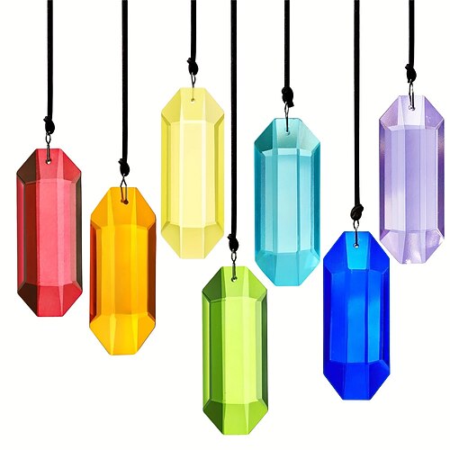 7-teiliges Set Kristall-Sonnenfänger, Prismen, Regenbogen-Glasprismen, Sonnenfänger-Dekoration für drinnen und draußen, für Zuhause und Garten