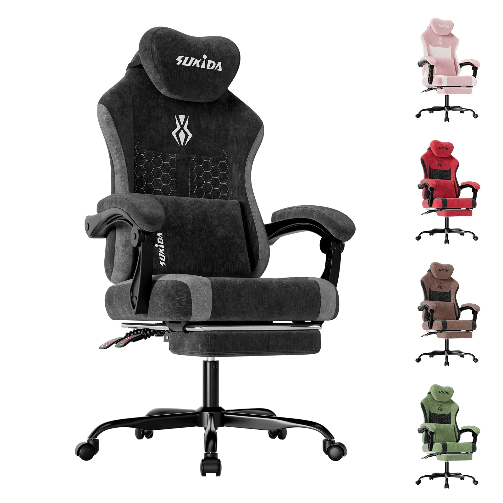 Sedia da gaming SUKIDA, sedia da ufficio traspirante, sedia da ufficio ergonomica, tessuto di alta qualità, sedia da PC ergonomica