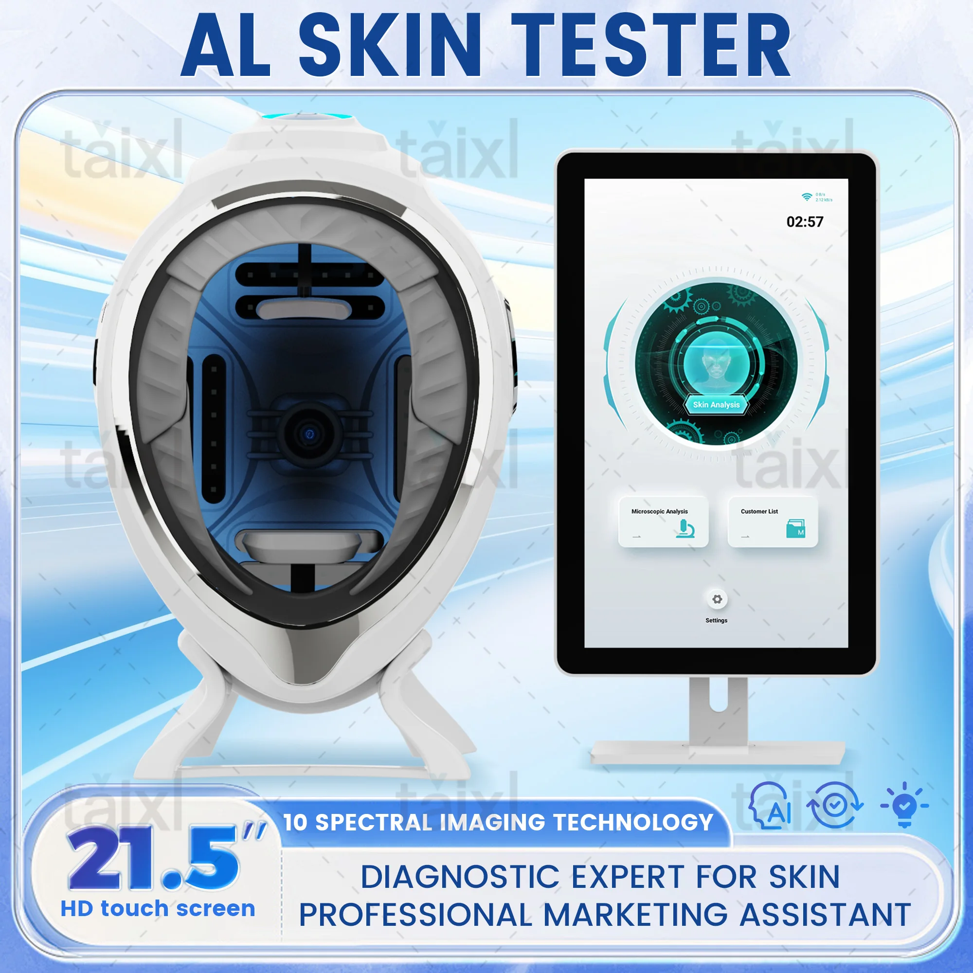 Scanner 3D per la pelle con AI, Analizzatore Facciale, Monitor, Macchina Magic Mirror, Rilevatore Portatile, Telecamera per Test e Analisi del Viso