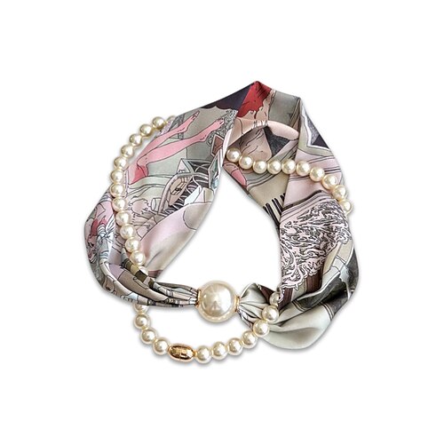 Magnetische Schal-Halskette aus Polyester und Kunstperlen für Damen, modisches, mehrfarbiges Design, geeignet für Alltag, Reisen und Urlaub Image