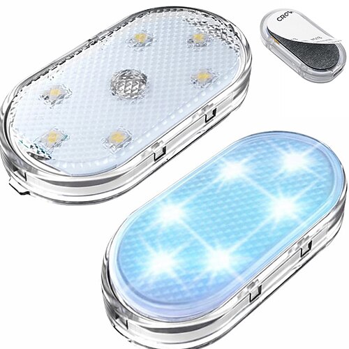 1 Packung kabellose LED-Innenraumbeleuchtung für Autos, farbige Innenraumbeleuchtung mit 6 hellen LED-Lampen, tragbare, per USB aufladbare LED-Nachtleuchte für die Auto-Innenraumdekoration Image