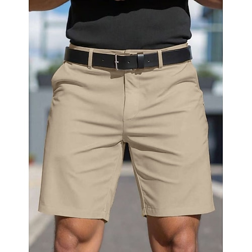 Herren Shorts Schicke Shorts Geschäft Freizeitshorts Tasche Einfach Komfort Atmungsaktiv Knielang Lässig Outdoor Strand Urlaub Mode Blau Meerblau Unelastisch Image
