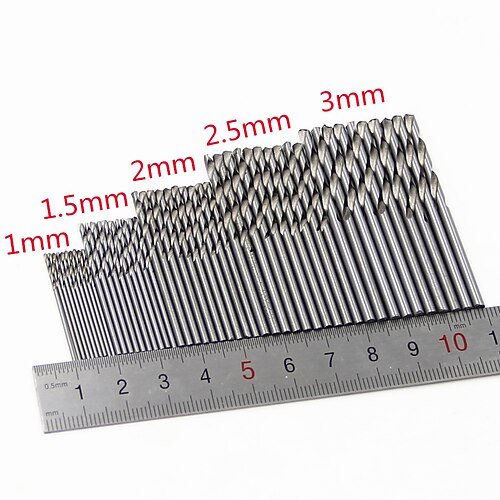 50-teiliges Set mit kleinen, naturfarbenen Spiralbohrern für frittierten Teig, 1–3 mm, weißer, gerader Schaft, ideal für Bastel- und DIY-Projekte, langlebiges und hochwertiges Werkzeug für präzises Image