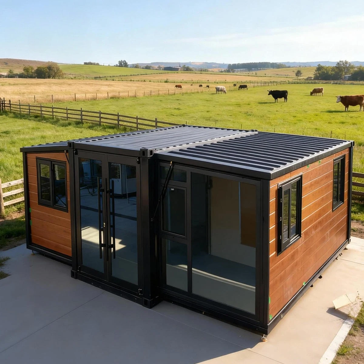 Casa Container Pieghevole con 3 Camere da Letto, Casa Modulare da 20 Piedi, Case Prefabbricate, Casa Mobile Compatta Espandibile