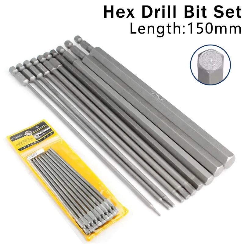 8/10 pz 150mm testa esagonale chiave a brugola set di punte da trapano Premium S2 punta da trapano in acciaio gambo a sgancio rapido set di punte per cacciavite magnetico