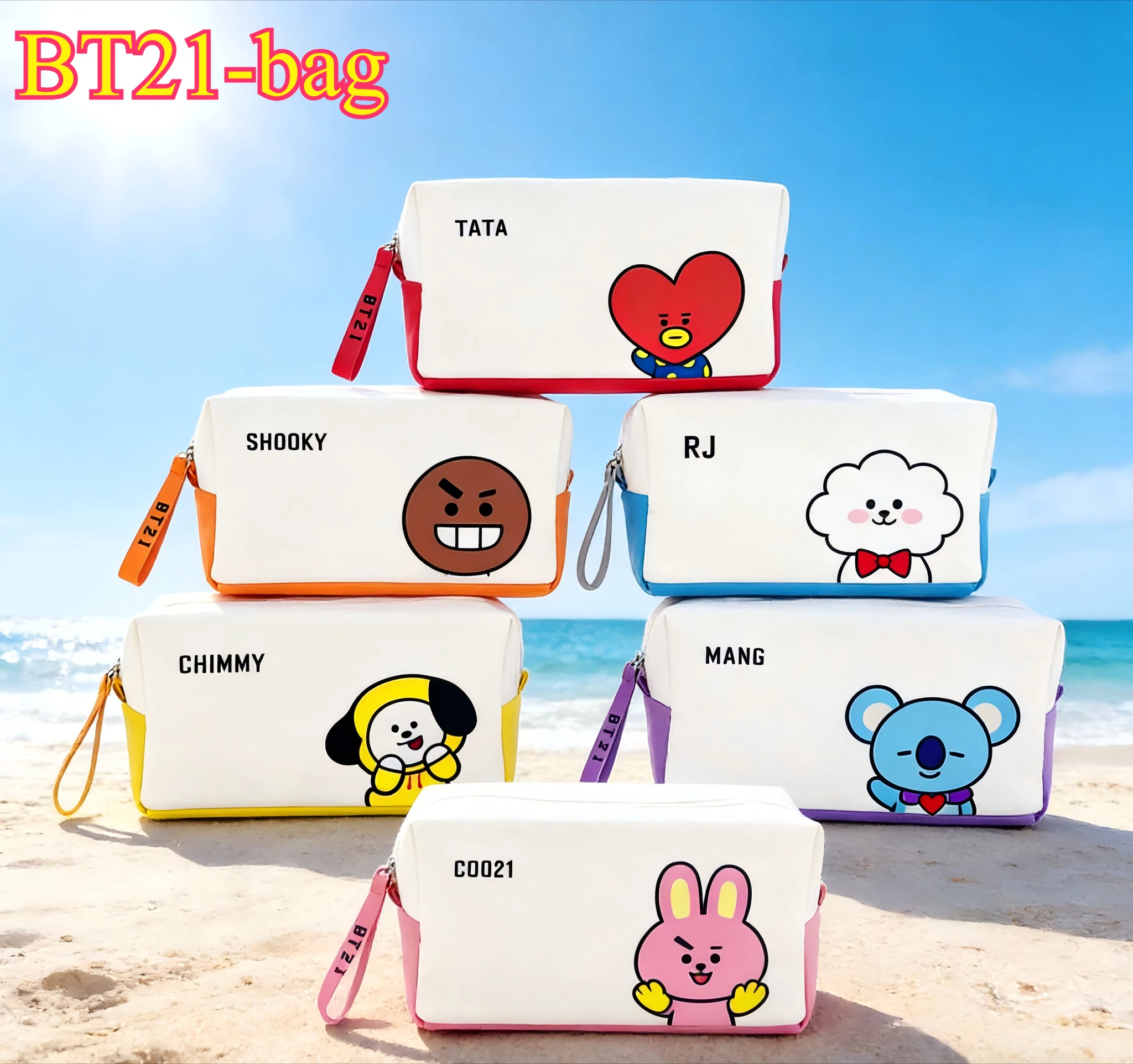 Merchandise coordinato BTS, borsa portaoggetti, borsa per il trucco, astuccio + borsetta, portatile multifunzionale, esclusivo per i fan