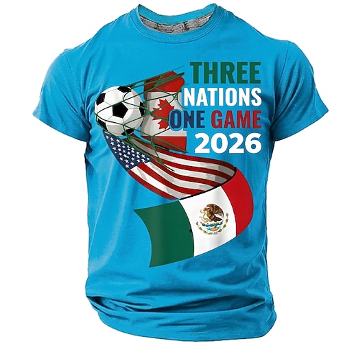Fußball-Pokal 2026 Herren Lustiger Slang T Shirt Kurzarm T-Shirt 3D-Druck Rundhalsausschnitt Hemd Mode Täglich Täglich Straße Rote Himmelblau Minzgrün Sommer Frühling Bekleidung S M L XL XXL XXXL