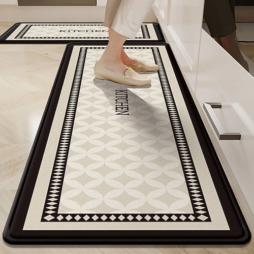 Küchenmatte, saugfähig, rutschfest, ölbeständig, Kieselgur-Teppich, schmutzabweisend, leicht zu reinigen, strapazierfähige Fußmatte für Bad und Haushalt Image