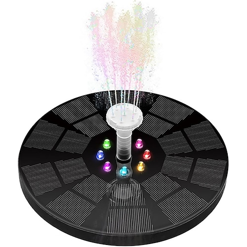 Solarbetriebene Springbrunnenpumpe für Vogeltränke, Garten, Teich Außendekoration, farbenfrohe LED-Beleuchtung, verbesserte Glasscheibe, kleiner Springbrunnen für das Aquarium Schwimmbad