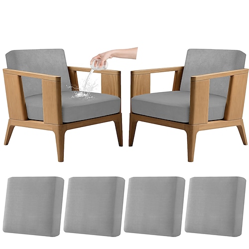 4er-Set dehnbare Kissenbezüge für Terrassenmöbel, 100 % wasserdichte Ersatzbezüge für Gartenmöbel (Couch Sofa), waschbar und wiederverwendbar