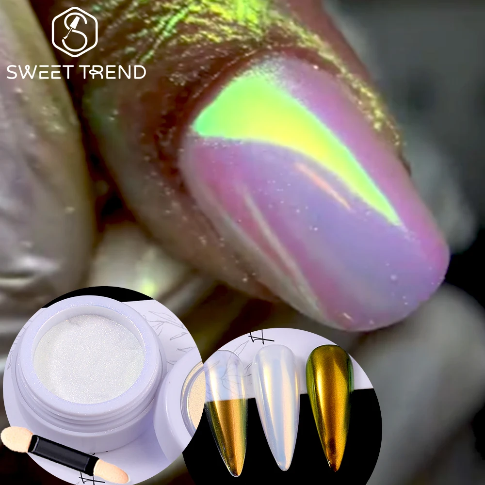 SWEET TREND-1Set Aurora Chrome Moonlight Nagelglitzerpulver Meerjungfrau Metallic Spiegelpulver Maniküre Pigment Nageldekoration Image