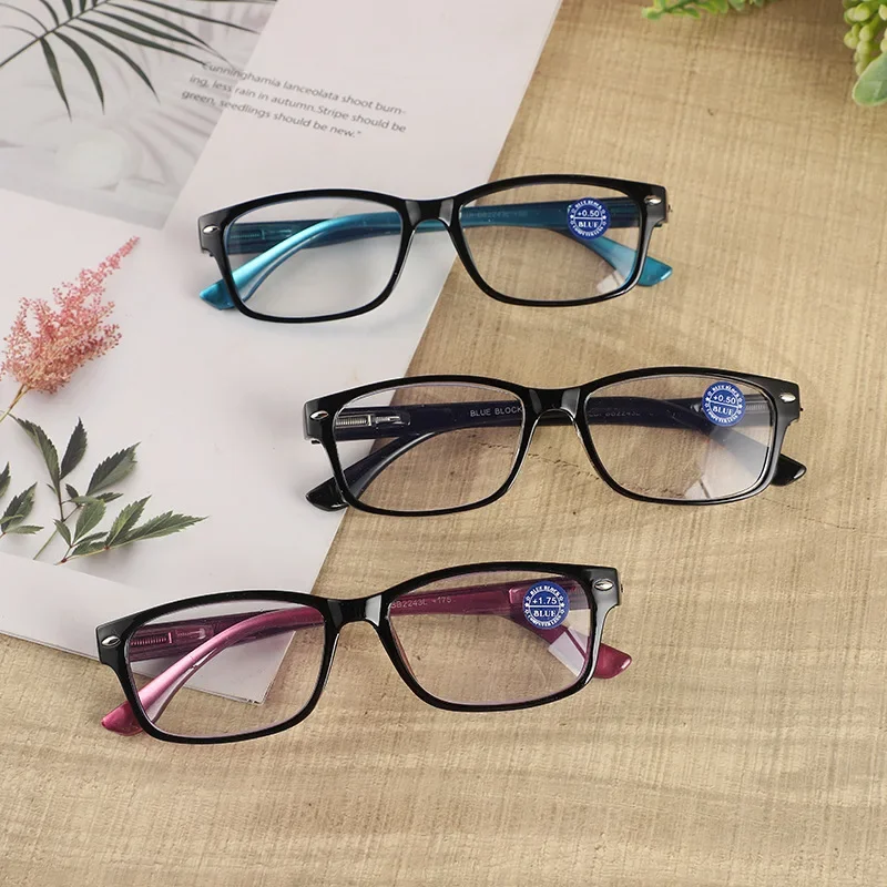 Neutrale, ultraleichte Retro-Lesebrille mit rechteckigem Vollformat und optischer Sehstärke für Männer und Frauen + 100 bis + 400 Image
