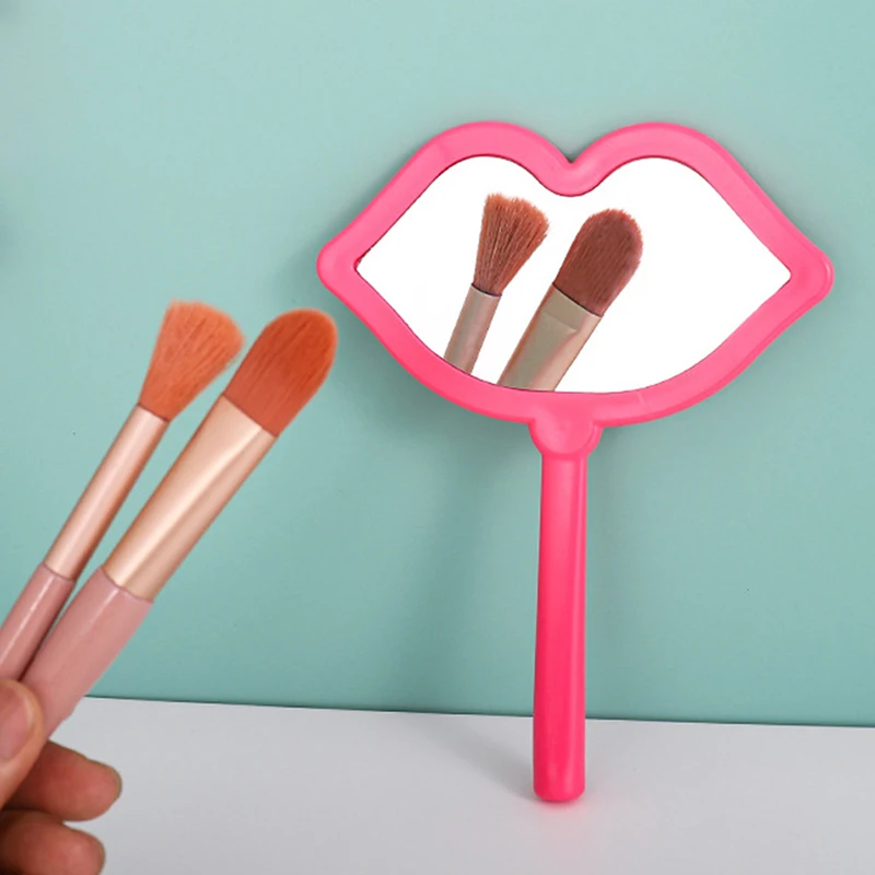 1pc Hand Make-up Spiegel Lippen form Make-up Kosmetik spiegel mit Griff Hands piegel Salon Kompakt spiegel Kosmetik spiegel