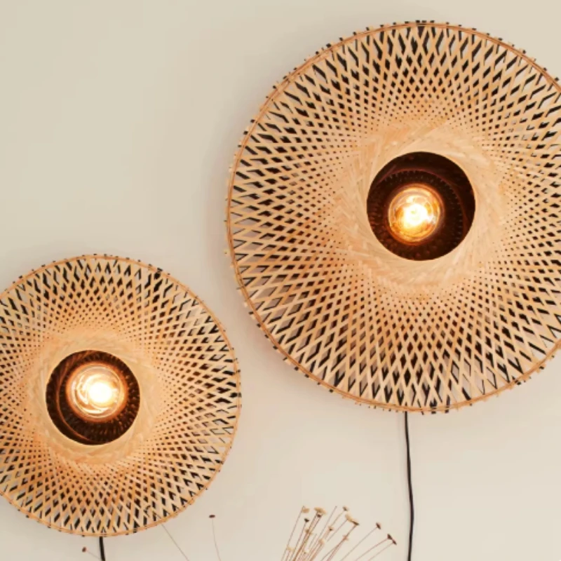 Wabi-Sabi Rattan LED-Wandleuchten, Kunstvolle Restaurant-Wandlampe, Heimdekoration, Insel-Theken-Beleuchtung, Flur-Beleuchtung, Fabrikverkauf