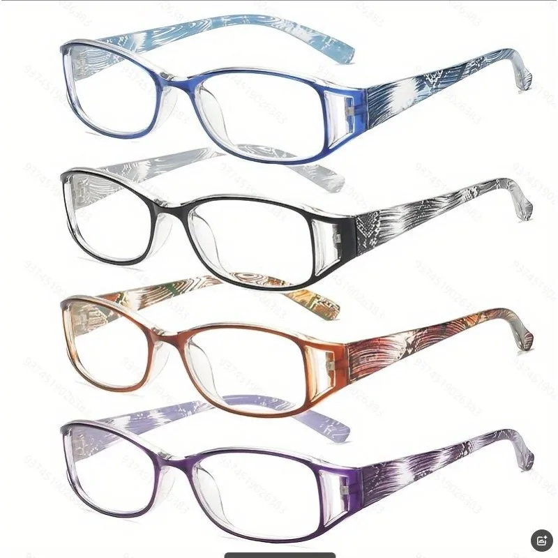 4-teiliges Set Lesebrille Alte Menschen Weitsichtigkeit Brille Brillengläser mit Anti-Blaulicht-Funktion + 1,0 + 1,5 + 2,0 + 2,5 + 3,0 Image